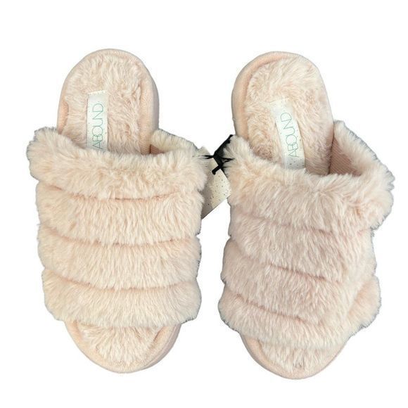 NWT ABOUND Pink Wynter‎ Fab Faux Fur Slip On Slipper Sandals (S-5/6) - Picture 2 of 9